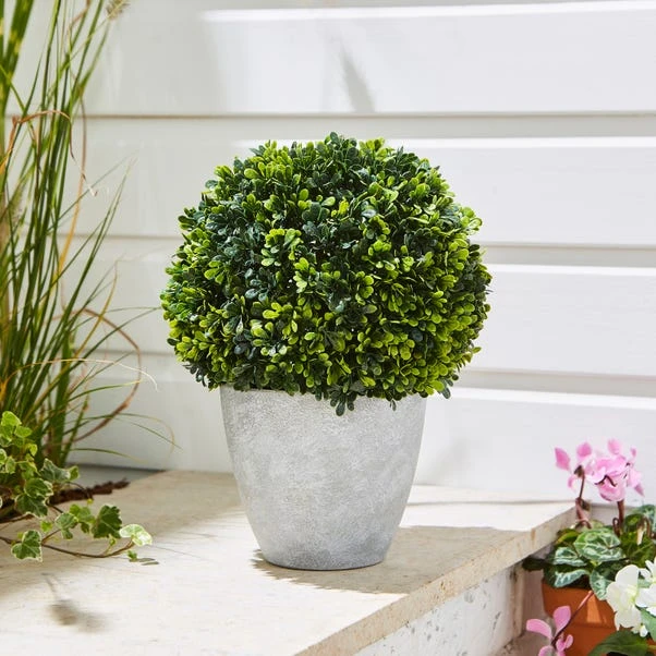 Artificial Round Topiary Tree In Grey Plant Pot 3 Artificial Round Topiary Tree In Grey Plant Pot