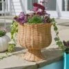 Faux Rattan Urn Shaped Woven Plant Pot 2 Faux Rattan Urn Shaped Woven Plant Pot -Home Luxe Studio 30925787