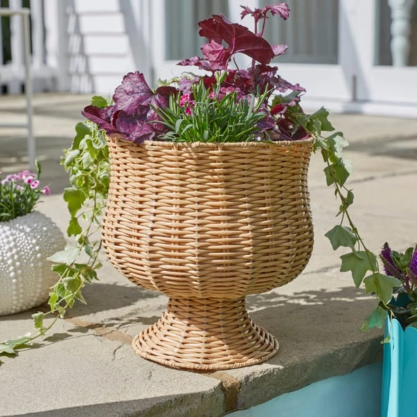 Faux Rattan Urn Shaped Woven Plant Pot 3 Faux Rattan Urn Shaped Woven Plant Pot