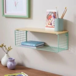 Turquoise Wire Wall Shelf