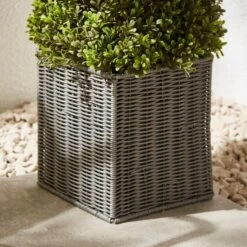 Artificial Boxwood Cone Shaped Tree In Woven Plant Pot -Home Luxe Studio 30926619 alt01