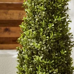Artificial Boxwood Cone Shaped Tree In Woven Plant Pot -Home Luxe Studio 30926619 alt02
