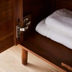 Alani 2 Door Bathroom Cabinet, Acacia Wood 9 Alani 2 Door Bathroom Cabinet, Acacia Wood -Home Luxe Studio 30926640 alt02