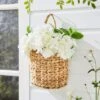 Artificial White Hydrangea In Hanging Basket 1 Artificial White Hydrangea In Hanging Basket -Home Luxe Studio 30926642