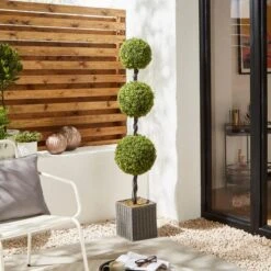 Artificial Boxwood Ball Tree In Woven Plant Pot 11 Artificial Boxwood Ball Tree In Woven Plant Pot -Home Luxe Studio 30926644