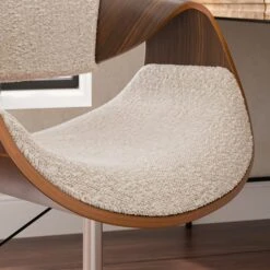 Modena Walnut Effect Office Chair, White Boucle 12 Modena Walnut Effect Office Chair, White Boucle -Home Luxe Studio 30926648 alt02