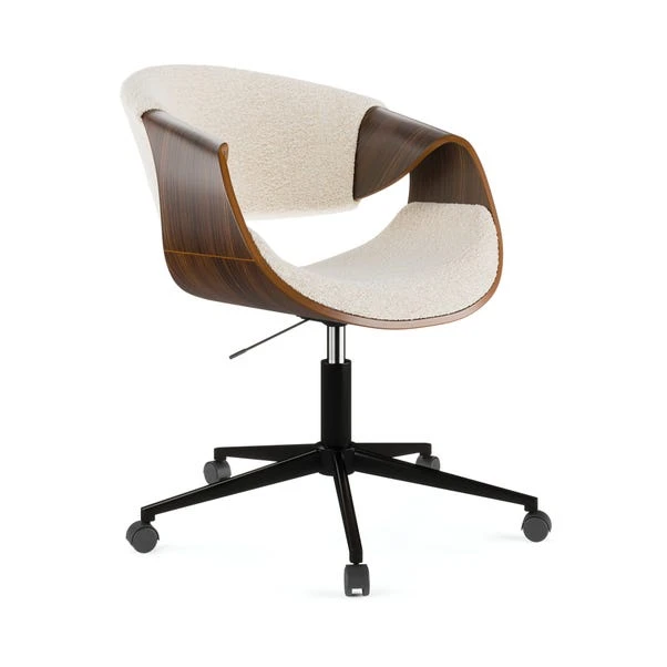 Modena Walnut Effect Office Chair, White Boucle 8 Modena Walnut Effect Office Chair, White Boucle - Image 6