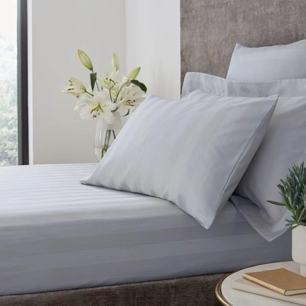 Hotel Cotton 230 Thread Count Stripe Fitted Sheet 13 Hotel Cotton 230 Thread Count Stripe Fitted Sheet - Image 11