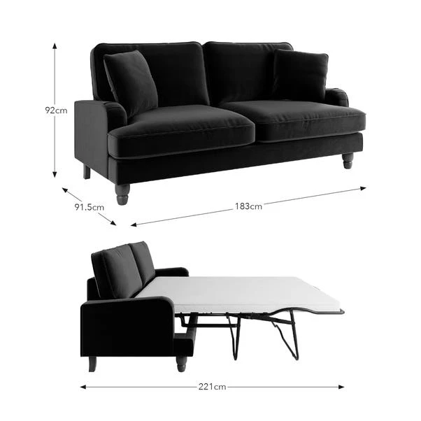 Beatrice Matte Velvet 3 Seater Double Sofa Bed 12 Beatrice Matte Velvet 3 Seater Double Sofa Bed - Image 10