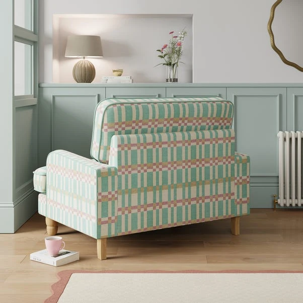 Beatrice Checkerboard Woven Stripe Snuggle Chair 4 Beatrice Checkerboard Woven Stripe Snuggle Chair - Image 2