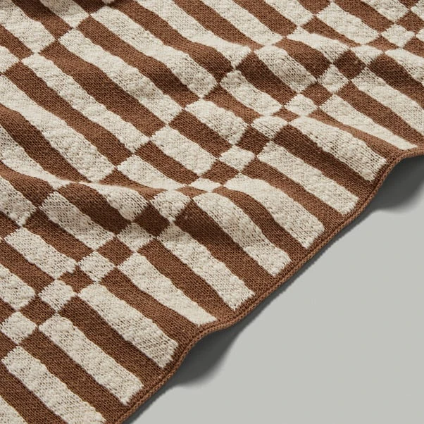 Rectangle Checkerboard Knit Throw 130cm X 180cm 5 Rectangle Checkerboard Knit Throw 130cm X 180cm - Image 3