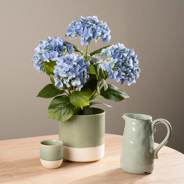 Artificial Real Touch Hydrangea In Black Plant Pot 3 Artificial Real Touch Hydrangea In Black Plant Pot