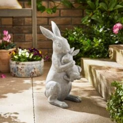 Mummy & Baby Resin Outdoor Rabbit Ornament