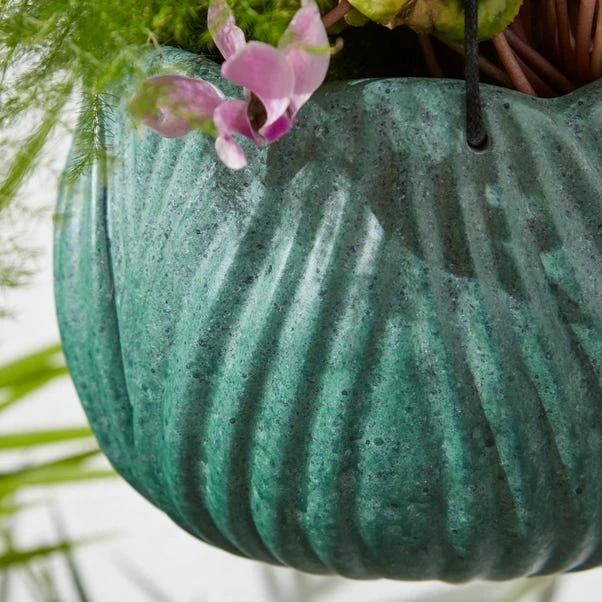 Green Resin Hanging Basket Lotus Flower Plant Pot 4 Green Resin Hanging Basket Lotus Flower Plant Pot - Image 2