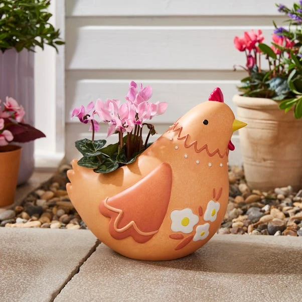 Resin Chicken Plant Pot 3 Resin Chicken Plant Pot