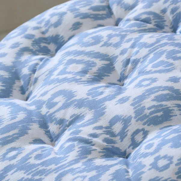 Light Blue Ikat Round Seat Pad 4 Light Blue Ikat Round Seat Pad - Image 2