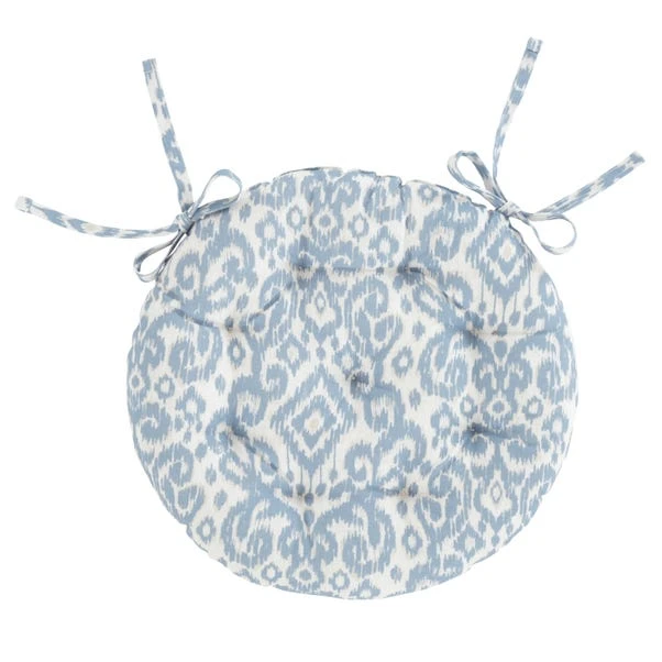 Light Blue Ikat Round Seat Pad 6 Light Blue Ikat Round Seat Pad - Image 4
