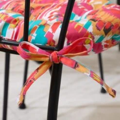 Pink Stripe Ikat Round Seat Pad 9 Pink Stripe Ikat Round Seat Pad -Home Luxe Studio 30931910 alt02