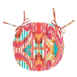 Pink Stripe Ikat Round Seat Pad 10 Pink Stripe Ikat Round Seat Pad -Home Luxe Studio 30931910 alt03