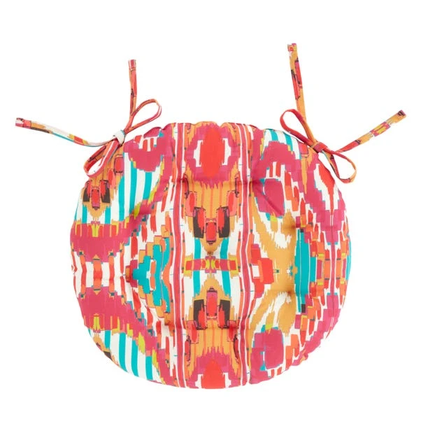 Pink Stripe Ikat Round Seat Pad 6 Pink Stripe Ikat Round Seat Pad - Image 4