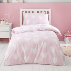Catherine Lansfield Brushed Hearts Brushed Cotton Duvet Cover And Pillowcase Set 32 Catherine Lansfield Brushed Hearts Brushed Cotton Duvet Cover And Pillowcase Set -Home Luxe Studio 30931965