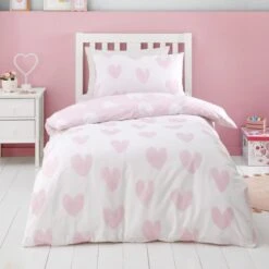 Catherine Lansfield Brushed Hearts Brushed Cotton Duvet Cover And Pillowcase Set 22 Catherine Lansfield Brushed Hearts Brushed Cotton Duvet Cover And Pillowcase Set -Home Luxe Studio 30932009 alt02