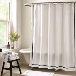 Monochrome Stitch Shower Curtain
