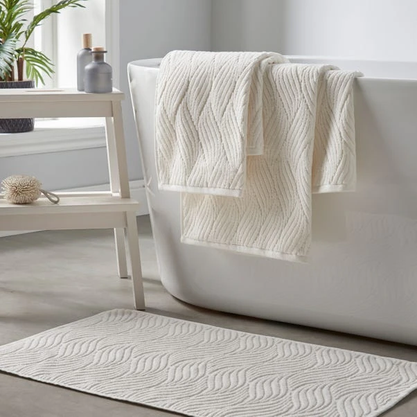 Coastal Breeze Wave Sculptured Cotton Towel 3 Coastal Breeze Wave Sculptured Cotton Towel