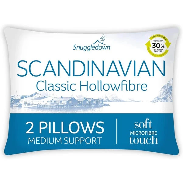 Snuggledown Pack Of 2 Scandinavian Hollowfibre Side Sleeper Pillows 4 Snuggledown Pack Of 2 Scandinavian Hollowfibre Side Sleeper Pillows - Image 2