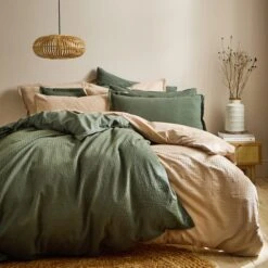 Seersucker Woven Cotton Duvet Cover & Pillowcase Set 33 Seersucker Woven Cotton Duvet Cover & Pillowcase Set -Home Luxe Studio 30934693 alt05