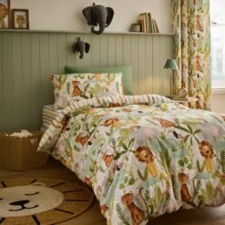 Jungle Friends 100% Cotton Reversible Duvet Cover And Pillowcase Set 20 Jungle Friends 100% Cotton Reversible Duvet Cover And Pillowcase Set -Home Luxe Studio 30937610