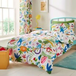 Bright Animals 100% Cotton Reversible Duvet Cover And Pillowcase Set -Home Luxe Studio 30937754