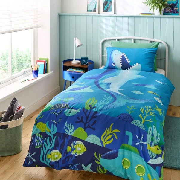 Snappy Shark Reversible Duvet Cover And Pillowcase Set 3 Snappy Shark Reversible Duvet Cover And Pillowcase Set