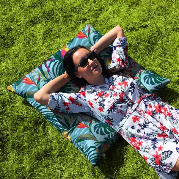 Rucomfy Jungle Birds Printed Square Indoor Outdoor Floor Cushion 5 Rucomfy Jungle Birds Printed Square Indoor Outdoor Floor Cushion - Image 3