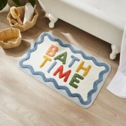 Bath Time Slogan Bath Mat