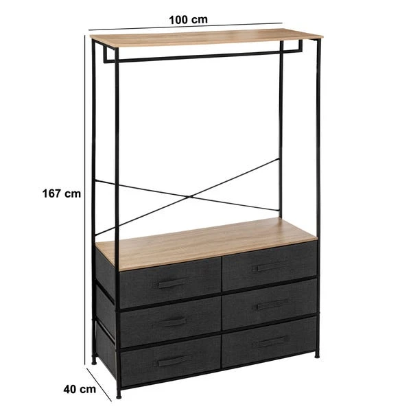 Tissa Hanging Rail With 6 Grey Drawers 5 Tissa Hanging Rail With 6 Grey Drawers - Image 3