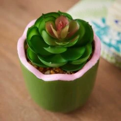 Artificial Succculent In Scalloped Ceramic Plant Pot -Home Luxe Studio 30944942 alt01
