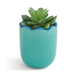 Artificial Succculent In Scalloped Ceramic Plant Pot -Home Luxe Studio 30944943 alt02
