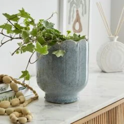 Scalloped Ceramic Plant Pot -Home Luxe Studio 30945014