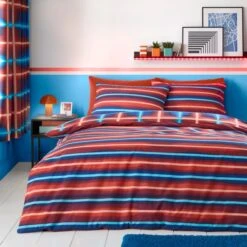 Red & Blue Neon Checks Reversible Duvet Cover And Pillowcase Set 34 Red & Blue Neon Checks Reversible Duvet Cover And Pillowcase Set -Home Luxe Studio 30945317 alt02