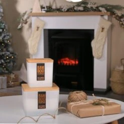 Heart And Home Bamboo Welcoming Evening Fire Centrepiece Candle -Home Luxe Studio 30945386 alt03