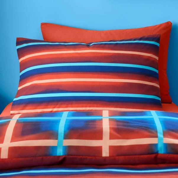 Red & Blue Neon Checks Reversible Duvet Cover And Pillowcase Set 12 Red & Blue Neon Checks Reversible Duvet Cover And Pillowcase Set - Image 10