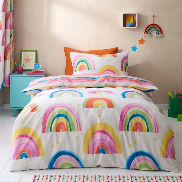 Watercolour Rainbow 100% Cotton Reversible Duvet Cover And Pillowcase Set 9 Watercolour Rainbow 100% Cotton Reversible Duvet Cover And Pillowcase Set - Image 7