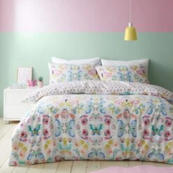 Kaleidoscope Bugs Reversible Duvet Cover And Pillowcase Set -Home Luxe Studio 30945412