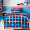 Red & Blue Neon Checks Reversible Duvet Cover And Pillowcase Set 1 Red & Blue Neon Checks Reversible Duvet Cover And Pillowcase Set -Home Luxe Studio 30945413