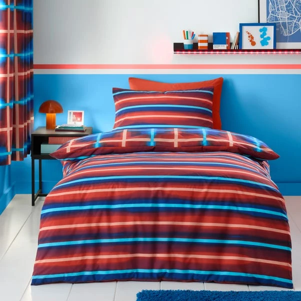 Red & Blue Neon Checks Reversible Duvet Cover And Pillowcase Set 5 Red & Blue Neon Checks Reversible Duvet Cover And Pillowcase Set - Image 3
