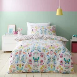 Kaleidoscope Bugs Reversible Duvet Cover And Pillowcase Set