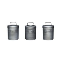 Kitchen Craft Set Of 3 Grey Metal Tea, Coffee And Sugar Canisters 12 Kitchen Craft Set Of 3 Grey Metal Tea, Coffee And Sugar Canisters -Home Luxe Studio 30948710 alt04