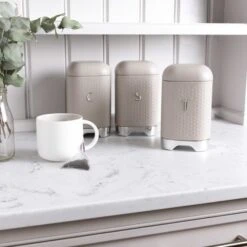 Set Of 3 KitchenCraft Lovello Tea, Coffee And Sugar Canisters
