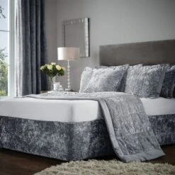 Catherine Lansfield Crushed Velvet Divan Base Bed Wrap 34 Catherine Lansfield Crushed Velvet Divan Base Bed Wrap -Home Luxe Studio 30956817